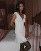 Immagine di Ginevra Frill Hem Mini Dress in Rose Lace Ivory