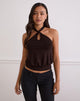 Immagine di Giunea Knot Halter Top in Bitter Chocolate