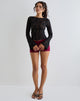 Immagine di Halfi Top a maniche lunghe in pizzo all'uncinetto Hibiscus Nero