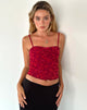 Immagine di Hali Cami Top in Grunge Floral Flock Rosso
