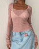 immagine di Halsey Top in maglia a maniche extra lunghe in rosa