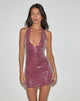 Immagine di Hepasi Mini Dress Halter in Clear Sequin Maroon