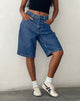 immagine di Pantaloncini skater a vita bassa in Core Blue Stone