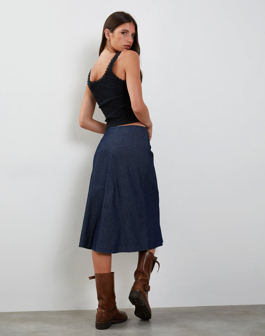 Imbrella - Gonna midi in denim - Indaco scuro