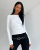 Immagine di Amabon Crop Top a manica lunga in bianco stropicciato