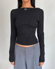 Immagine di Amabon Crop Top a manica lunga in nero stropicciato