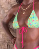 Immagine di Pamita Bikini Top in verde floreale con bordatura rosa
