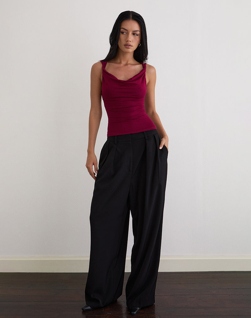 Top Imrie con schiena scoperta in jersey di rayon bordeaux