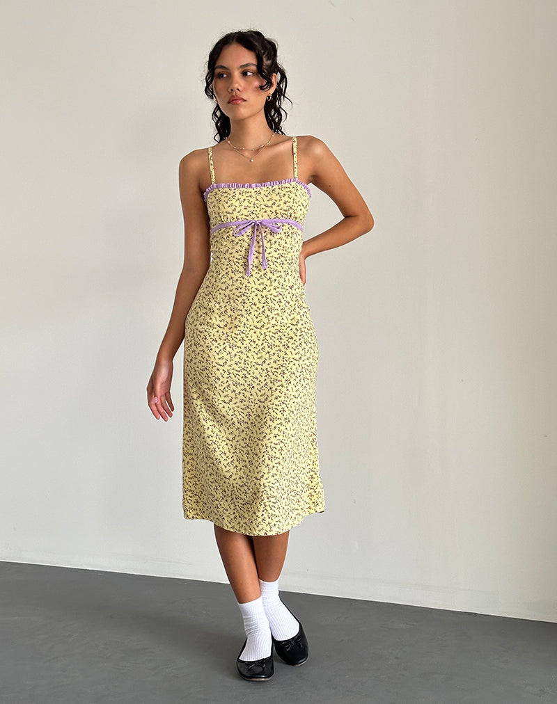 Isaure - Vestito midi a fiori giallo