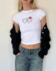 Immagine della t-shirt Izzy con motivo Me Always in bianco con fiocco