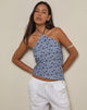 Immagine di Janisa - Top con collo alto in blu a righe e fiori