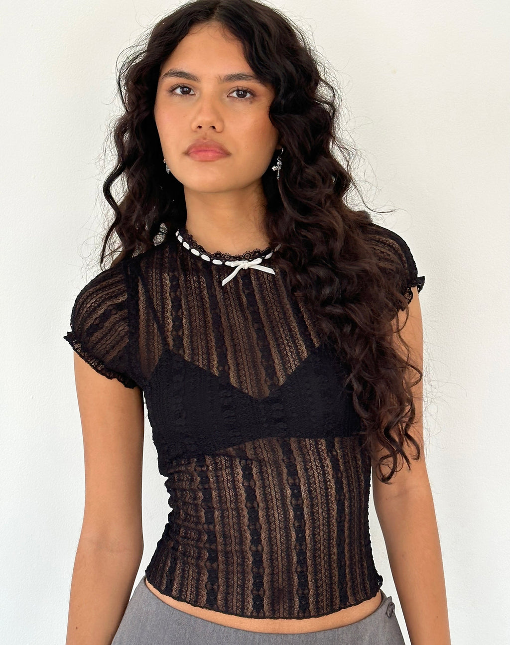 Jennifer Top sfoderato in pizzo nero