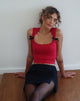 Immagine di Jiniso Crop Top in rosso adrenalinico con fiocchi neri