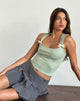 Immagine di Jiniso Crop Top in salvia con fiocchi avorio
