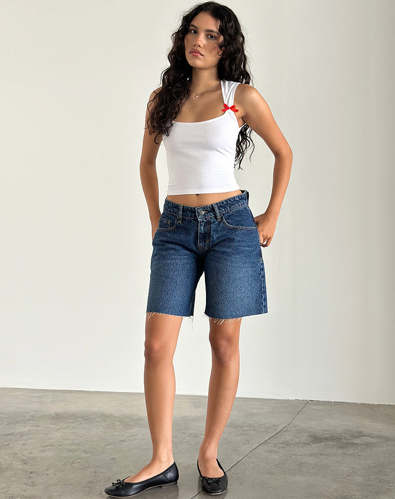 Top Jiniso bianco con fiocchi rossi