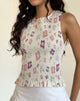 Immagine di Kagumi Shirred Top in Flower Stamp Viola