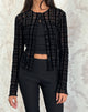 Immagine del cardigan Kahula in tonal check flock nero