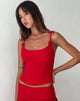 Immagine di Kaida Top corsetto con dettaglio a fiocco in rosso sartoriale