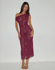 Immagine di Kaido Midi Dress in maglia di paillettes Borgogna