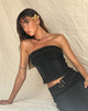 Immagine di Kaiha Denim Bandeau Corset Top in Black Wash