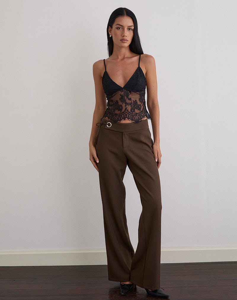 Immagine di Kaika Plunge Cami Top in pizzo Eyelash Nero