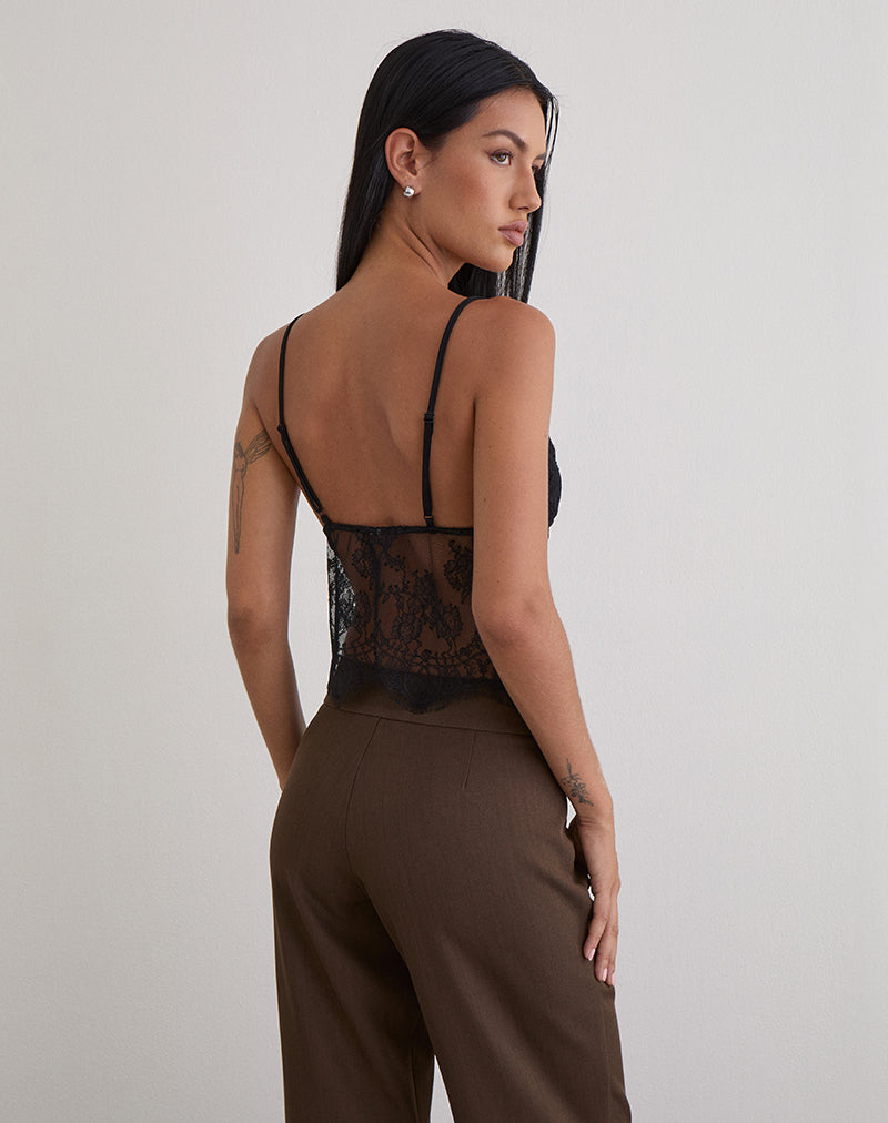 Immagine di Kaika Plunge Cami Top in pizzo Eyelash Nero