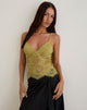 Immagine di Kaika Plunge Cami Top in pizzo ciglia Chartreuse