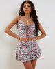 Immagine di Lowisa Mini gonna in blu floreale Disty