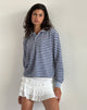 Immagine della camicia a maniche lunghe Kamilla Baggy a righe blu e grigie