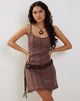 Immagine di Kaneisa Pintuck Mini Slip Dress in Deep Taupe