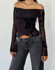 Immagine di Kareena Top Bardot a maniche lunghe in Orchid Flock Nero