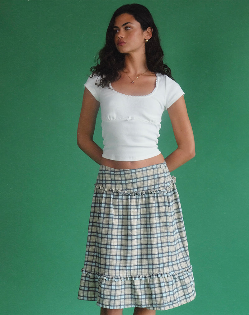Gonna midi Kasya in tartan blu pastello