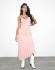 Immagine di Kavala Asymmetric Midi Dress in Shadow Floral Pink