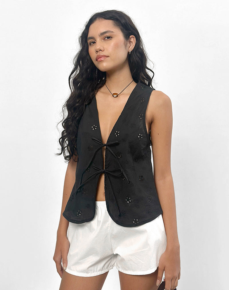 Immagine di Kayve Top in Flower Broderie Nero