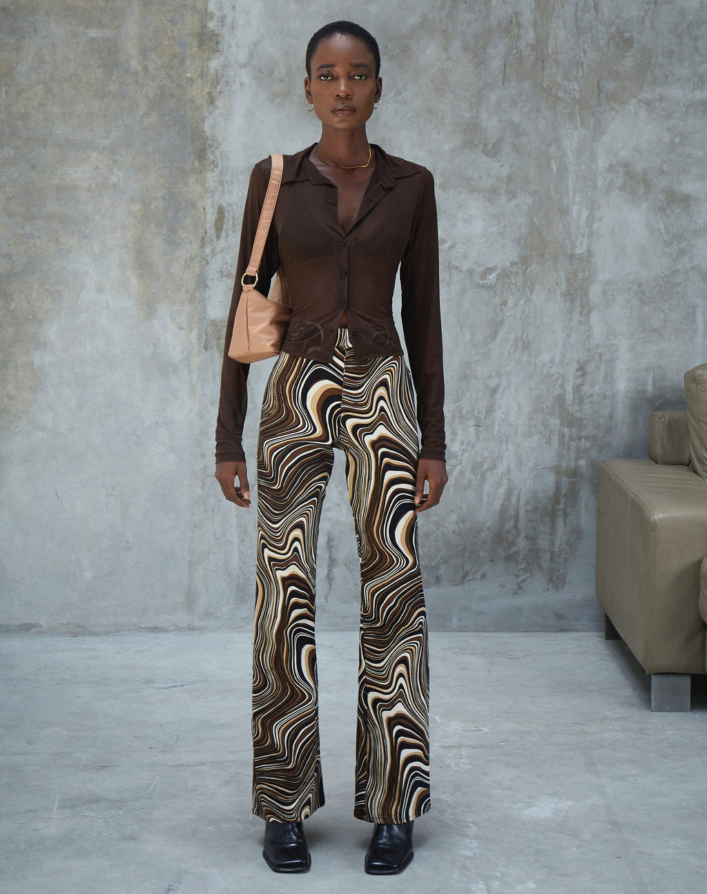 Pantaloni svasati Zoven con increspatura anni '70