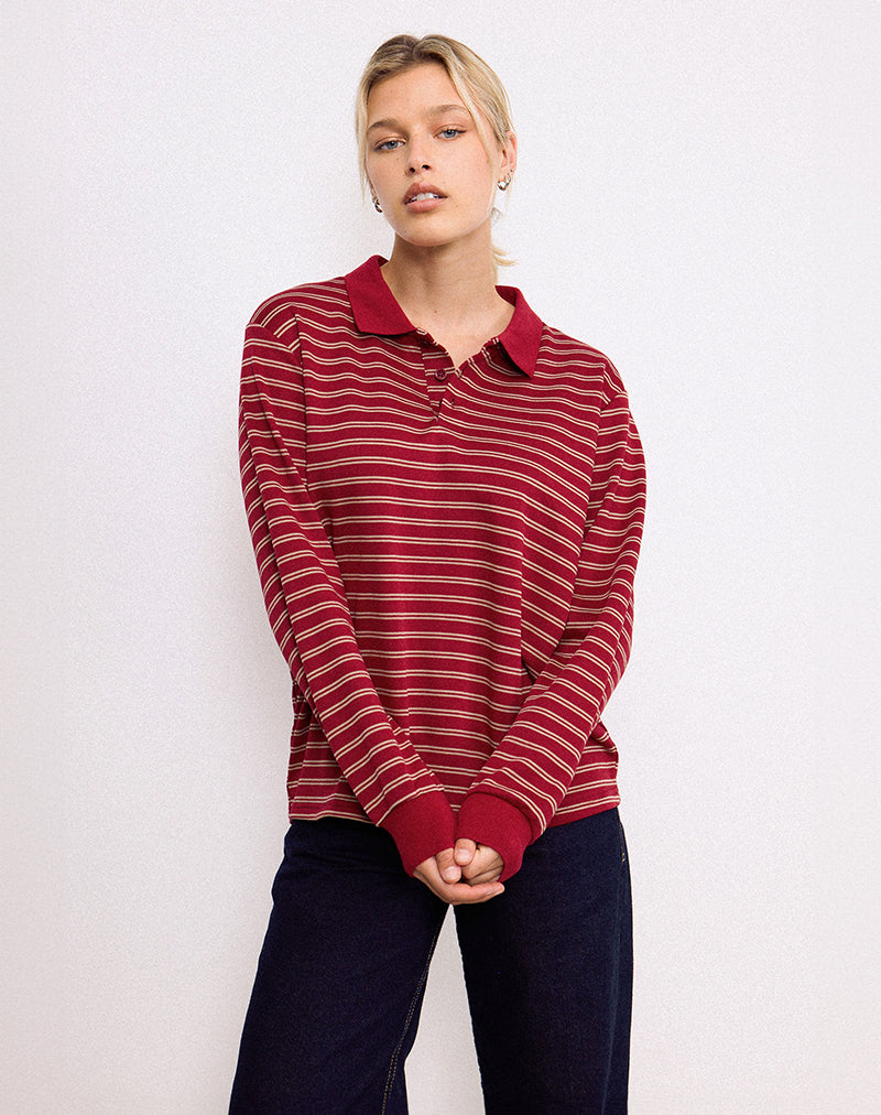 Camicia Kemillau Baggy in borgogna con righe bianche