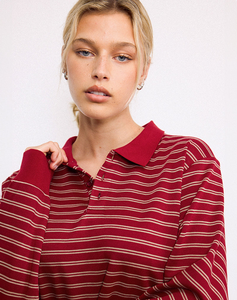 Camicia Kemillau Baggy in borgogna con righe bianche