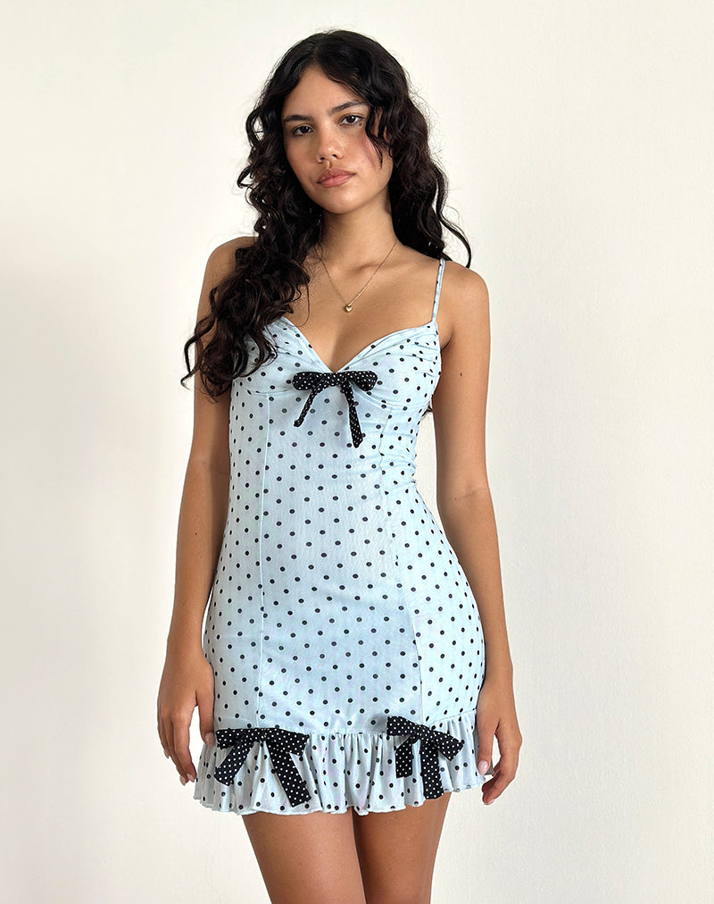 Mini abito Khalil in blu nero basic polka