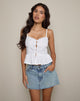 Immagine di Kugy Tie Front Cami Top in Popeline Bianco