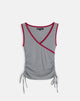 Immagine di Laird Wrap Top in grigio con bordino rosso Adrenaline