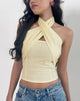Immagine di Lasy Linen Wrap Halterneck Top in Lemon