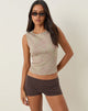 Immagine della canotta Leen in Khaki Hibiscus Doodle Pink