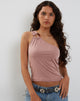 Immagine di Letitia O Ring One Shoulder Crop Top in Dusty Pink