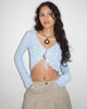 Immagine di Lexi Pointelle Knit Cropped Cardigan in blu baby