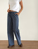 Immagine di Lirura Pantaloni a gamba larga a righe indaco blu scuro
