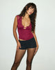 Immagine di Livina Top in jersey elasticizzato bordeaux con pizzo