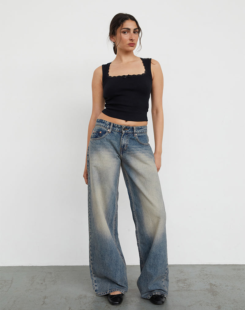 Jeans Roomy Extra Wide a vita bassa in Dirty Blue