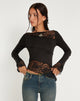 image of Lucca Top a maniche lunghe in pizzo nero