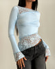 image of Lucca Top a maniche lunghe in pizzo azzurro