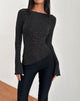 Immagine di Lukia Top a maniche lunghe in jersey a righe metalliche nero
